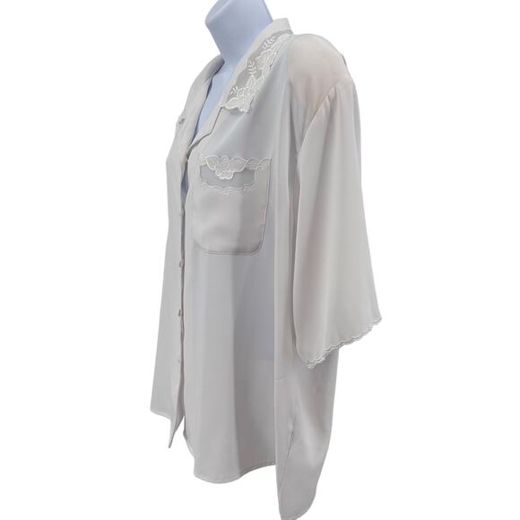 Yves St. Clair 2 White Blouse with Lace Detail & Shoulder Pads Womens Plus 22W - Picture 4 of 12